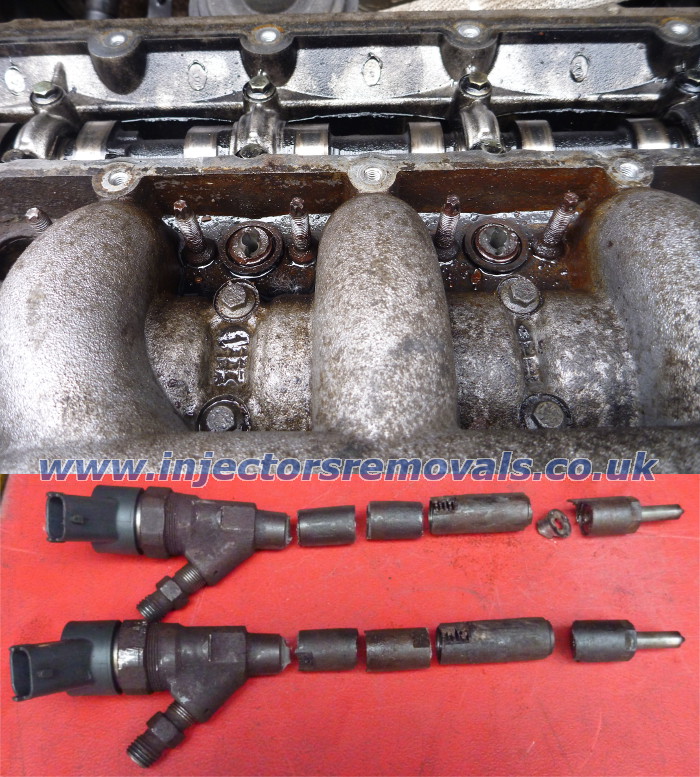 Snapped and welded injector removed from Citroen
                with 2.2 HDi engine